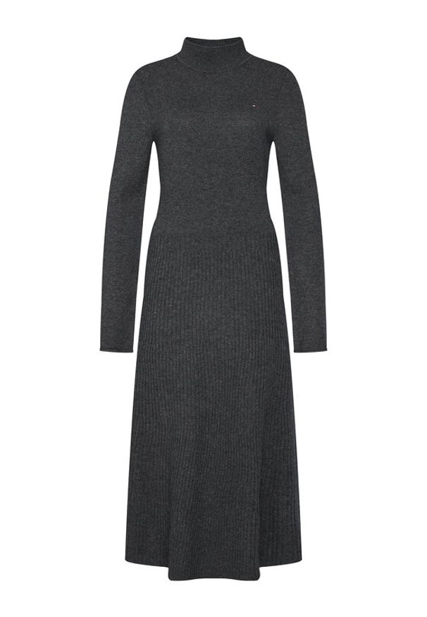 TOMMY HILFIGER - Tommy Hilfiger Sukienka codzienna WW0WW47303 Szary Regular Fit. Okazja: na co dzień. Kolor: szary. Materiał: wełna. Typ sukienki: proste. Styl: casual