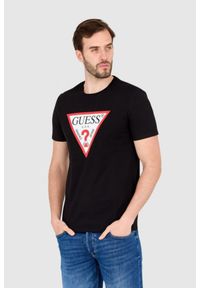 Guess - GUESS T-shirt czarny slim fit. Kolor: czarny #3