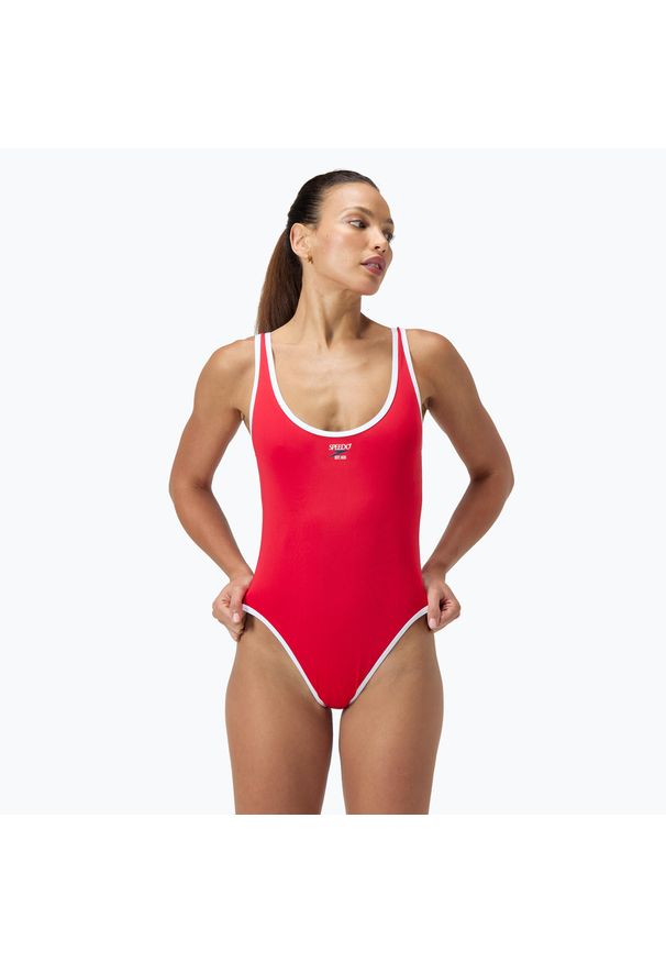 Strój pływacki jednoczęściowy damski Speedo Solid Bound Scoop. Kolor: czerwony