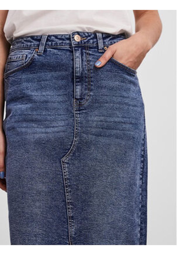 Pieces Spódnica jeansowa 17144829 Niebieski Regular Fit. Kolor: niebieski. Materiał: bawełna, jeans