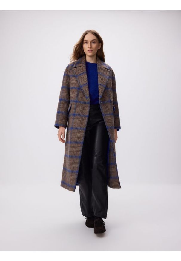 Reserved - Płaszcz z wełną Manteco - wielobarwny. Materiał: wełna