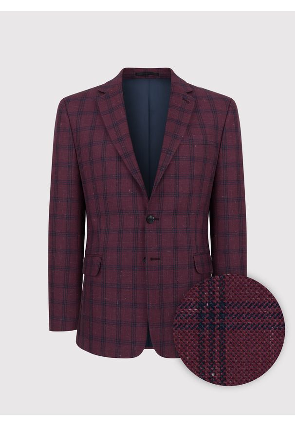Pako Lorente - PAKO LORENTE – Bordowa marynarka casualowa. Okazja: na co dzień. Kolor: czerwony. Materiał: bawełna, len, wełna. Styl: casual