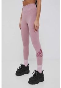 Adidas - adidas legginsy HC8618 damskie kolor różowy z nadrukiem. Stan: podwyższony. Kolor: różowy. Materiał: bawełna. Wzór: nadruk #2