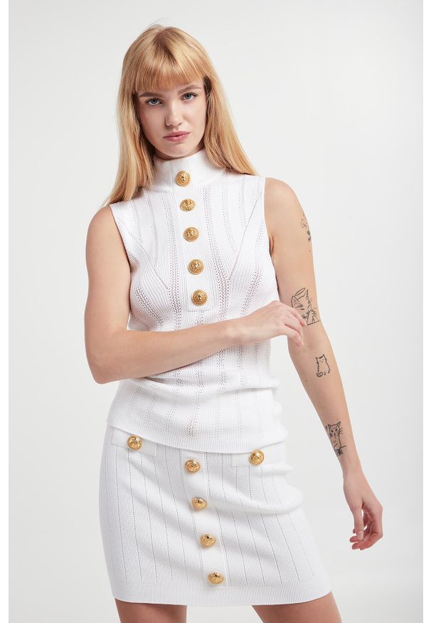 Balmain - Top damski dzianinowy BALMAIN. Materiał: dzianina