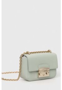 Furla torebka skórzana kolor zielony. Kolor: zielony. Materiał: skórzane #3