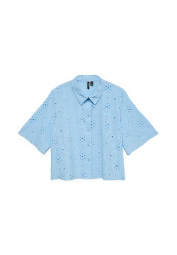 Vero Moda Koszula Eliza 10342754 Niebieski jasny Regular Fit. Kolor: niebieski. Materiał: bawełna