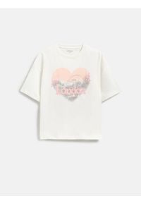 Reserved - Luźny t-shirt z nadrukiem - złamana biel. Materiał: bawełna. Wzór: nadruk #1