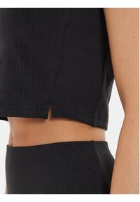 Adidas - adidas T-Shirt Lounge Ribbed IT2547 Czarny Slim Fit. Kolor: czarny. Materiał: wiskoza, bawełna #4