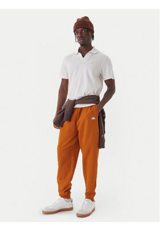 Kappa Spodnie dresowe 351Y41W XQF Beżowy Regular Fit. Kolor: beżowy. Materiał: bawełna