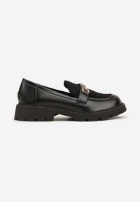 Born2be - Czarne Mokasyny Ozdobione Sprzączką Riluela. Okazja: na co dzień. Zapięcie: sprzączka. Kolor: czarny. Materiał: jeans. Wzór: aplikacja. Styl: klasyczny, casual, elegancki