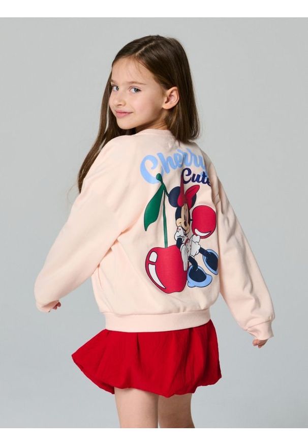 Sinsay - Bluza bomberka z nadrukiem Minnie Mouse - różowy. Kolor: różowy. Wzór: nadruk, motyw z bajki
