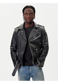 NEW ROCK Kurtka skórzana W-NRLMJ076-S1 Czarny Regular Fit. Kolor: czarny. Materiał: skóra. Styl: rockowy #1
