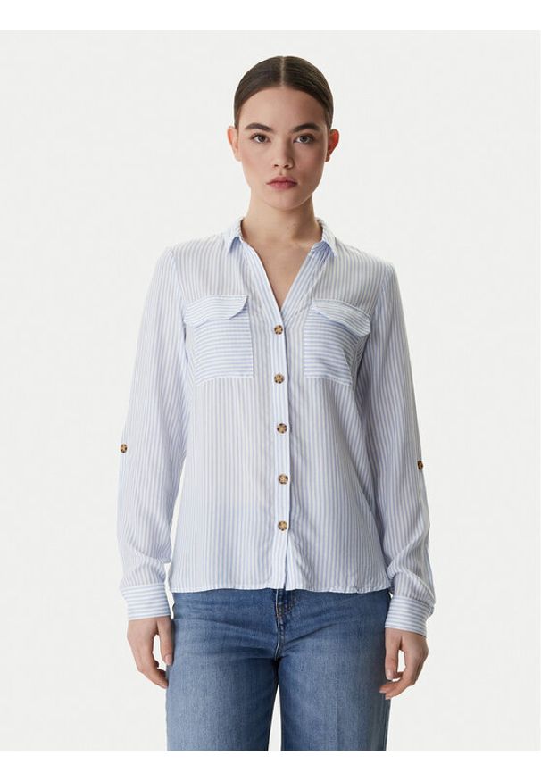 Vero Moda Koszula Bumpy 10275283 Niebieski Regular Fit. Kolor: niebieski. Materiał: wiskoza