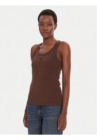 Hugo - HUGO Top Datamia 50514489 Brązowy Slim Fit. Kolor: brązowy. Materiał: bawełna