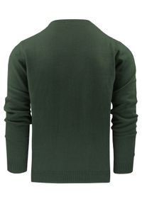 Bawełniany Sweter Męski - Pako Jeans - Warkoczowy Splot - Zgniła Zieleń. Materiał: bawełna. Wzór: ze splotem. Styl: klasyczny, elegancki #3
