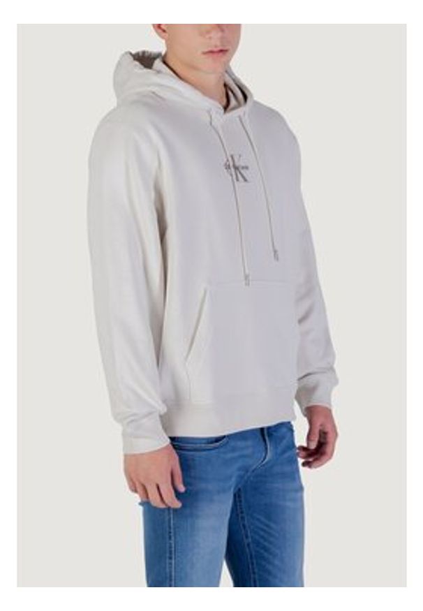Calvin Klein Jeans Bluza LS EU 350TERRY MICRO MONOLOGO HO Beżowy Casual Fit. Okazja: na co dzień. Kolor: beżowy. Styl: casual