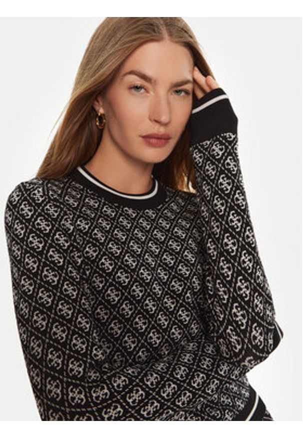 Guess Sweter Lise W4BR21 Z37K0 Czarny Slim Fit. Kolor: czarny. Materiał: wiskoza, syntetyk