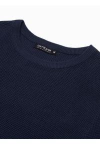 Ombre Clothing - Sweter męski - ciemnoniebieski V1 E185 - XXL. Kolor: niebieski. Materiał: bawełna, akryl. Długość rękawa: długi rękaw. Długość: długie. Wzór: aplikacja. Sezon: jesień, zima