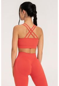 GYM GLAMOUR - Stanik fitness cardio damski Gym Glamour push up 2.0. Kolor: pomarańczowy. Rodzaj stanika: push-up. Sport: fitness