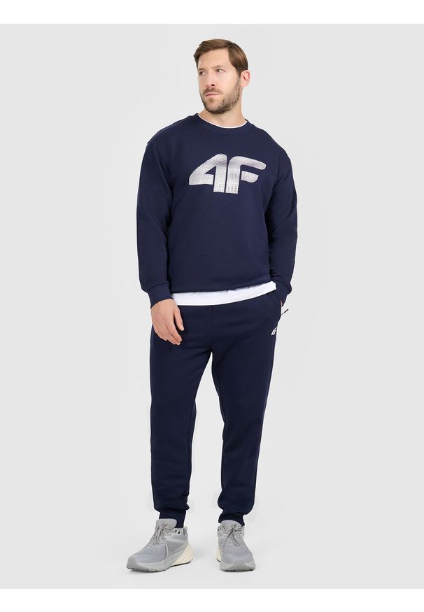 4f - 4F Bluza dresowa nierozpinana bez kaptura męska - granatowa XL. Okazja: na co dzień. Typ kołnierza: bez kaptura. Kolor: niebieski. Materiał: dresówka. Styl: casual