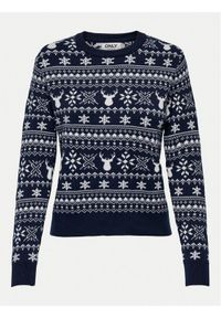 only - ONLY Sweter Xmas Winter 15327601 Granatowy Regular Fit. Kolor: niebieski. Materiał: syntetyk