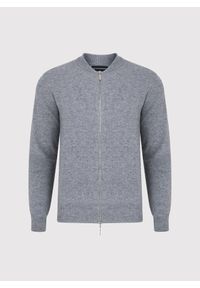 Pako Lorente - PAKO LORENTE – Sweter męski rozpinany w szarym kolorze. Kolor: szary, niebieski. Materiał: wełna, poliamid, bawełna. Sezon: jesień #10