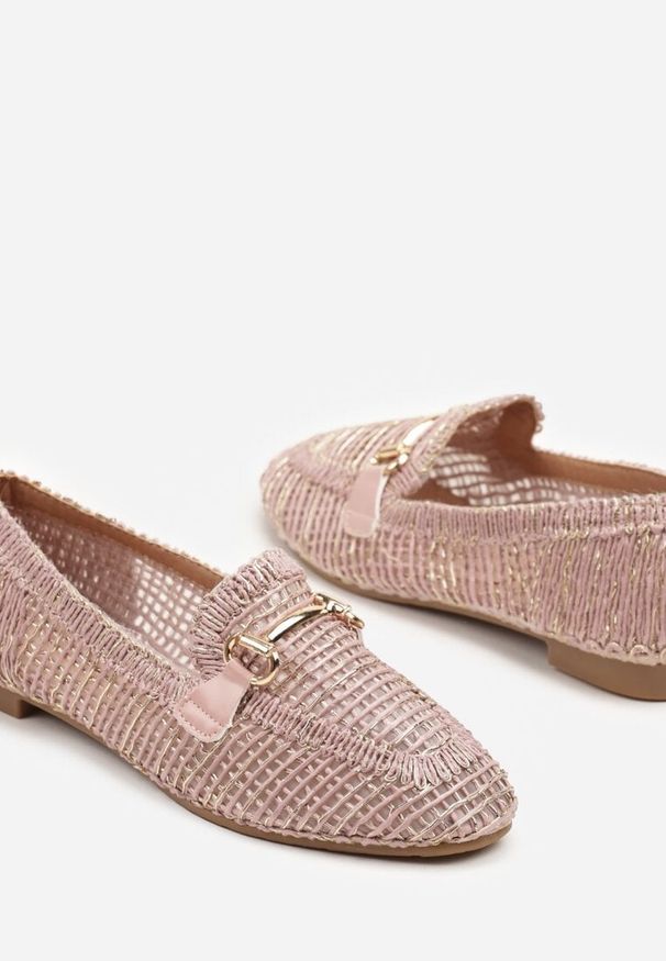 Born2be - Różowe Mokasyny Ażurowe z Klamerką Falaniella. Okazja: na co dzień. Kolor: różowy. Wzór: ażurowy. Obcas: na obcasie. Styl: elegancki, casual. Wysokość obcasa: niski