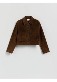 Reserved - Zamszowa kurtka z kieszeniami - brązowy. Kolor: brązowy. Materiał: zamsz #1