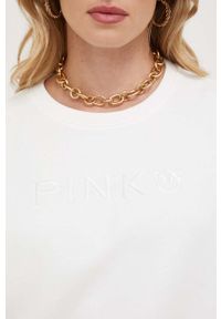 Pinko bluza bawełniana damska kolor beżowy gładka. Kolor: beżowy. Materiał: bawełna. Wzór: gładki #3