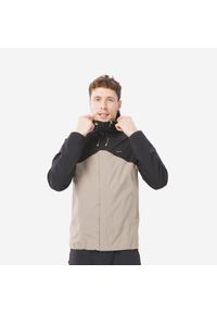 quechua - Kurtka turystyczna męska Quechua MH100 wodoodporna. Kolor: czarny, brązowy, beżowy, wielokolorowy. Materiał: poliester, skóra, materiał. Sport: wspinaczka, turystyka piesza #1