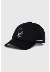 Karl Lagerfeld czapka z daszkiem kolor czarny z nadrukiem. Kolor: czarny. Wzór: nadruk #1