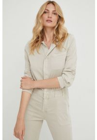 Answear Lab kombinezon kolor beżowy z kołnierzykiemm. Okazja: na co dzień. Kolor: beżowy. Długość rękawa: długi rękaw. Długość: długie. Styl: wakacyjny #4