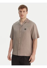 Hugo - HUGO Koszula Espino 50560593 Brązowy Oversize. Kolor: brązowy. Materiał: lyocell #1