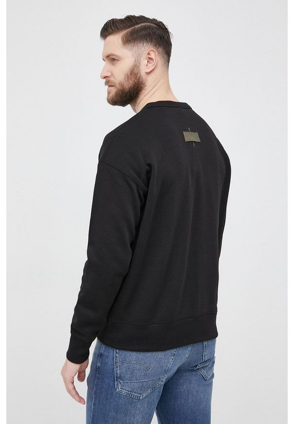 G-Star RAW - G-Star Raw bluza męska kolor czarny gładka. Kolor: czarny. Materiał: poliester. Wzór: gładki