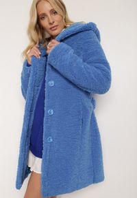 Renee - Niebieski Płaszcz Futrzany Klymiera. Kolor: niebieski. Materiał: futro