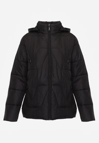 Renee - Czarna Pikowana Kurtka Przejściowa z Kapturem Silidi. Okazja: na co dzień. Typ kołnierza: kaptur. Kolor: czarny. Materiał: jeans. Styl: casual, elegancki, klasyczny #8