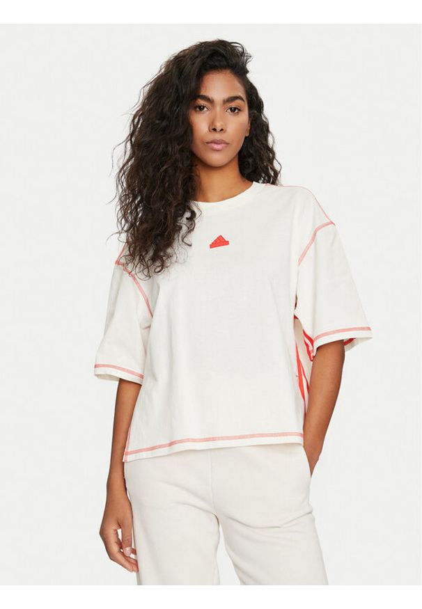 Adidas - adidas T-Shirt Dance IS0874 Biały Loose Fit. Kolor: biały. Materiał: bawełna