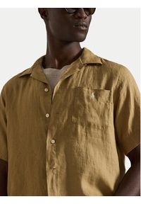 Polo Ralph Lauren Koszula 710966421502 Beżowy ciemny Regular Fit. Typ kołnierza: polo. Kolor: beżowy. Materiał: len #4
