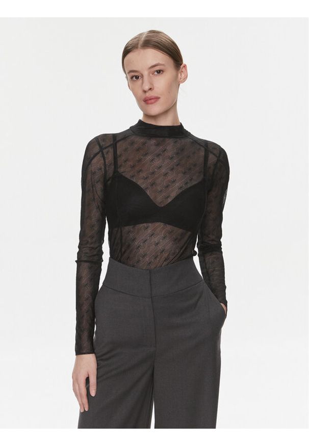 BOSS - Boss Bluzka Egalina 50505774 Czarny Slim Fit. Kolor: czarny. Materiał: syntetyk