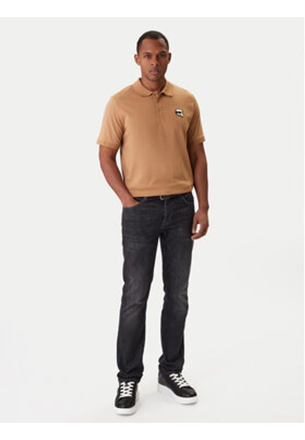 Karl Lagerfeld - KARL LAGERFELD Polo 745710 561224 Beżowy Regular Fit. Typ kołnierza: polo. Kolor: beżowy. Materiał: bawełna