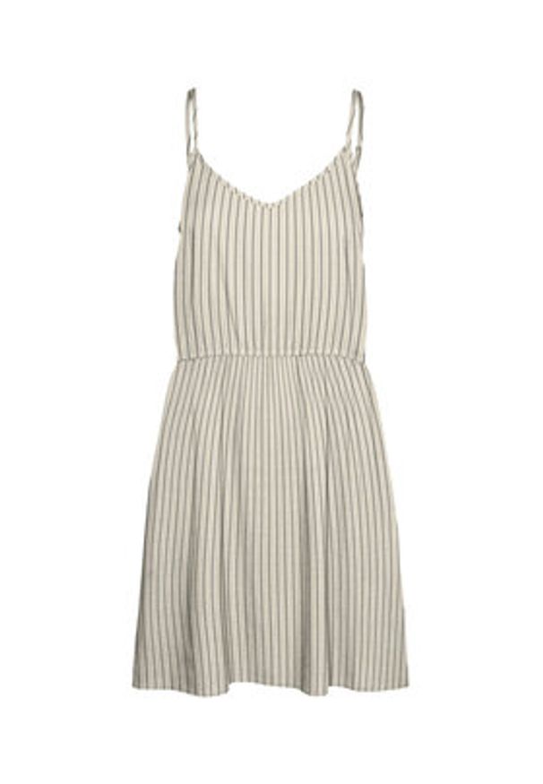 Vero Moda Sukienka letnia Mymilo 10303689 Beżowy Regular Fit. Kolor: beżowy. Materiał: len, wiskoza. Sezon: lato