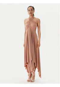 NORMA KAMALI Sukienka koktajlowa KK1253PLO62833 Beżowy Slim Fit. Kolor: beżowy. Materiał: syntetyk. Styl: wizytowy