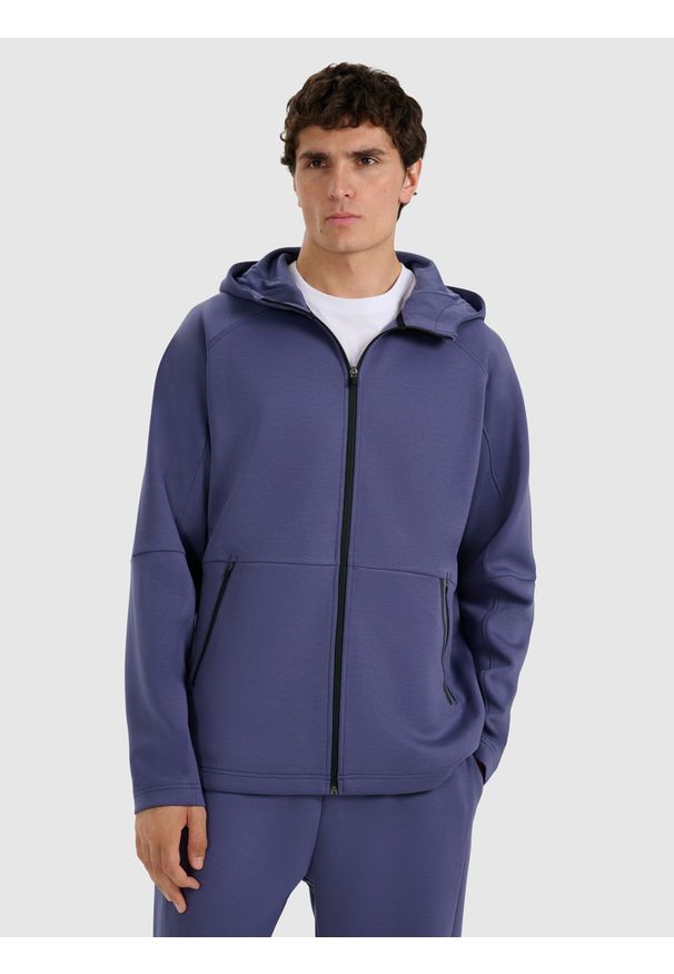4f - 4F Bluza dresowa rozpinana z kapturem męska - niebieska S. Typ kołnierza: kaptur. Kolor: niebieski. Materiał: dresówka