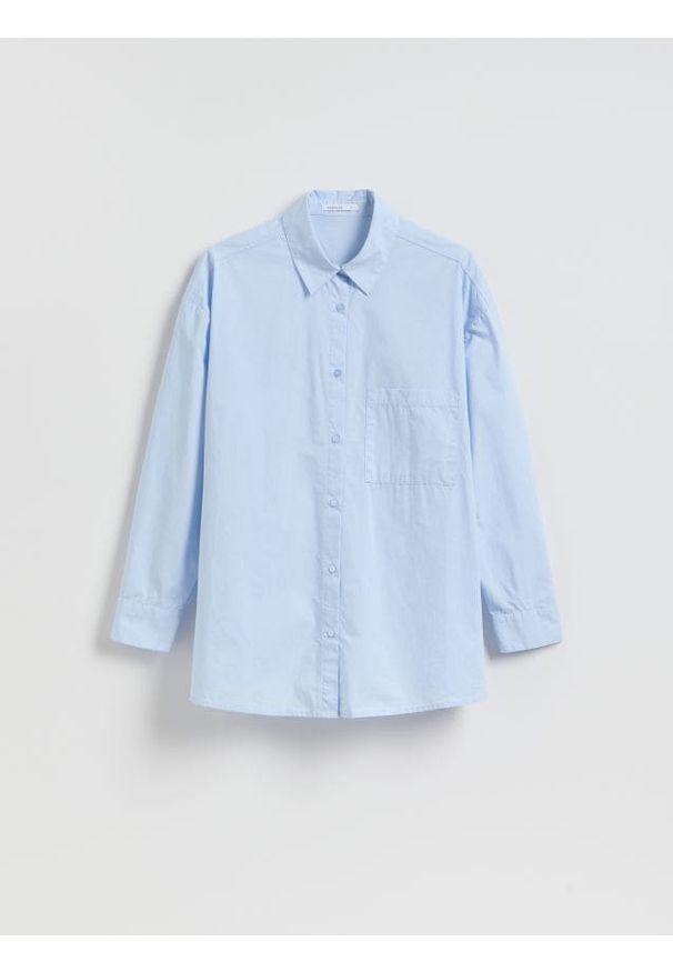 Reserved - Bawełniana koszula z kieszenią - jasnoniebieski. Kolor: niebieski. Materiał: bawełna