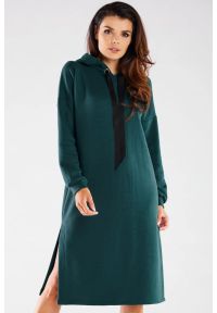 Infinite You - Bluzowa sukienka z kapturem bawełna premium zielona. Typ kołnierza: kaptur. Kolor: czarny, zielony. Materiał: bawełna. Długość: maxi #3