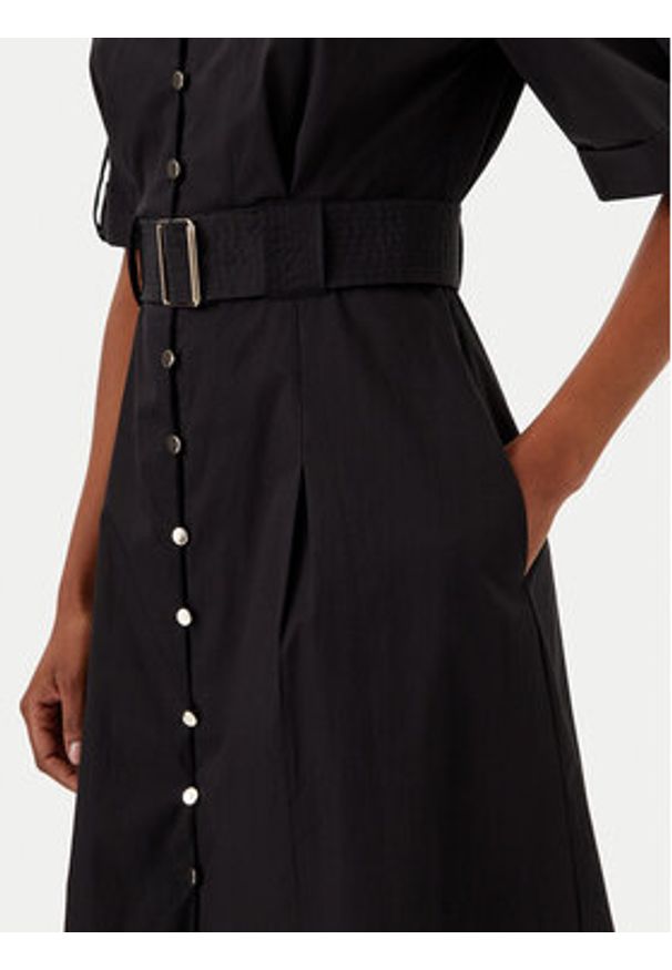 Fracomina Sukienka koszulowa FR25SD3006W52001 Czarny Regular Fit. Kolor: czarny. Materiał: syntetyk, bawełna. Typ sukienki: koszulowe