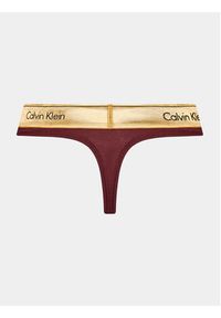 Calvin Klein Underwear Stringi 000QF7449E Bordowy. Kolor: czerwony. Materiał: bawełna