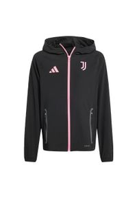 Adidas - Kurtka Juventus Tiro 25 Competition Vis Tech Travel Jacket Kids. Kolor: czarny, różowy, wielokolorowy. Materiał: dresówka. Sport: piłka nożna