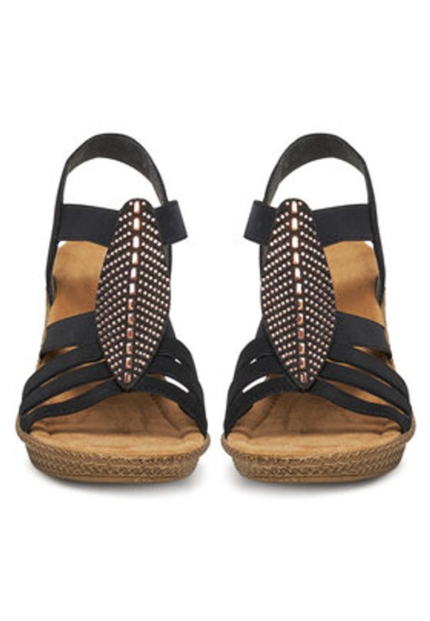 Rieker Sandały 66526-00 Czarny. Kolor: czarny. Materiał: syntetyk, materiał