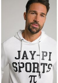 JAY-PI - Męska Bluza z kapturem cieniowany dżersej. Typ kołnierza: kaptur. Kolekcja: plus size. Kolor: biały. Materiał: materiał, bawełna